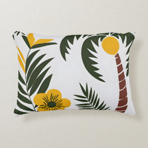 Minimalist Tropical Palm and Floral Pattern Decorative Cushion