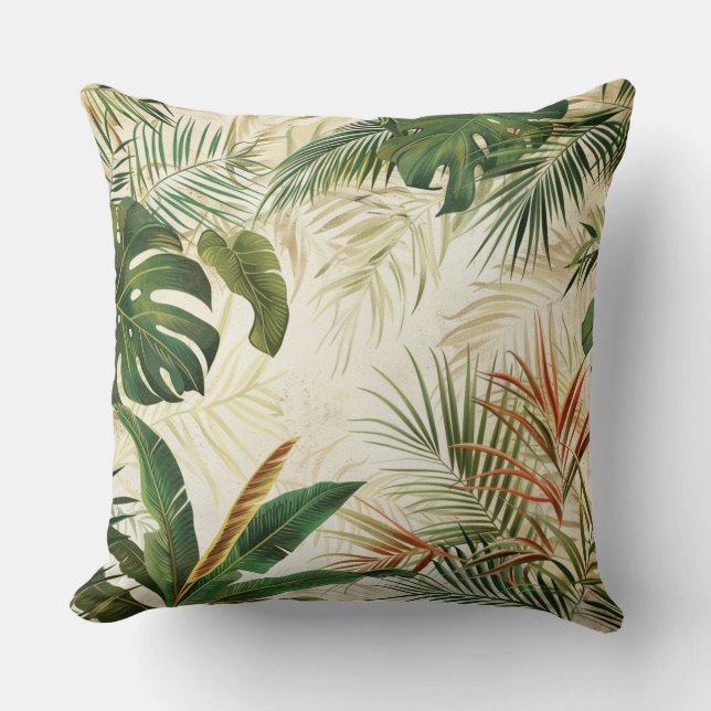 Minimalist Tropical Palm Leaf Art Cushion (Front)