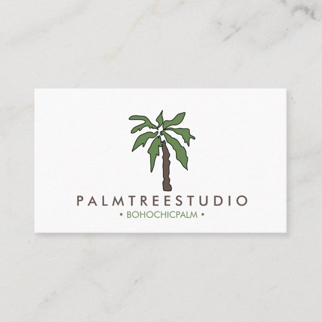Minimalist tropical Palm tree Business Card (Front)