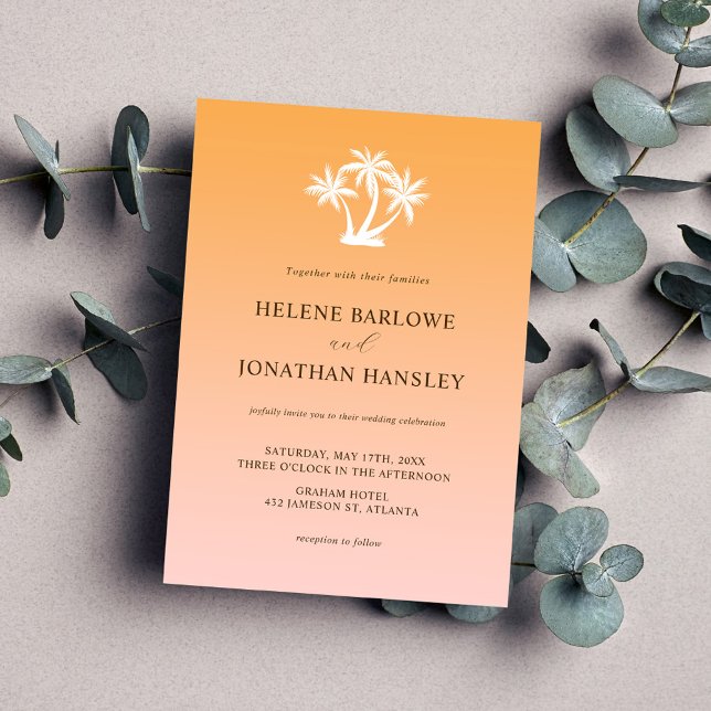 Minimalist Tropical Palm Tree Destination Wedding Invitation (Minimalist Tropical Palm Tree Destination Wedding Invitation)