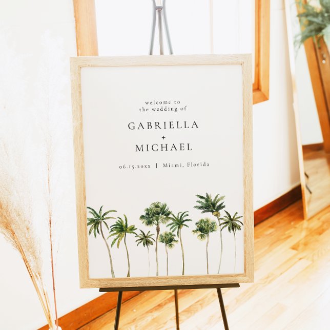 Minimalist Tropical Palm Tree Wedding Welcome Poster (Creator Uploaded)