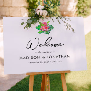 Minimalist Tropical Paradise Wedding Welcome Poster
