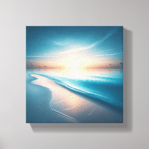 Minimalist Tropical Sunset over Calm Turquoise  Canvas Print