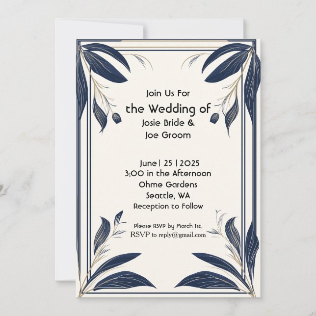 Minimalist tropical wedding invitation (Front)