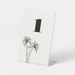 Minimalist Tropics Wedding Table Number Pedestal Sign