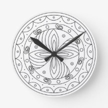 Minimalist Trypillian Floral Solar Medallion Round
