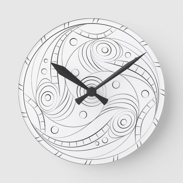 Minimalist Trypillian Spiral Rosette Round Clock (Front)