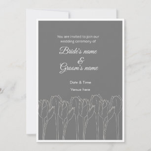Minimalist Tulip Line Art Wedding Invitation