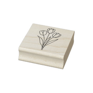 Minimalist Tulip Spring Flower Line Art Rubber Stamp