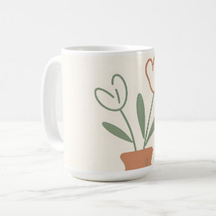 Minimalist Tulip Vase Line Art Coffee Mug
