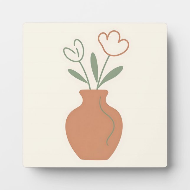 Minimalist Tulip Vase Line Art Plaque (Front)