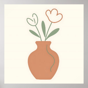 Minimalist Tulip Vase Line Art Poster
