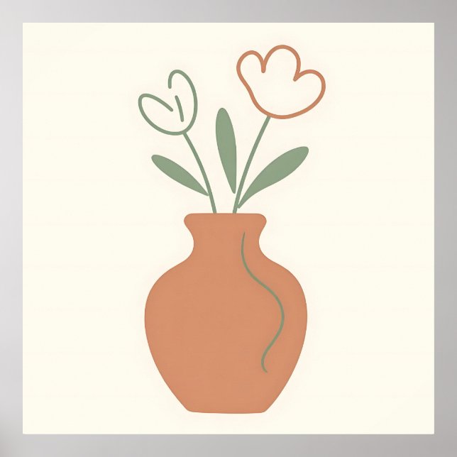 Minimalist Tulip Vase Line Art Poster (Front)