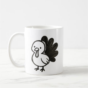 Minimalist Turkey – Playful Ink Bird Design on Coffee Mug
