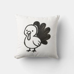 Minimalist Turkey – Playful Ink Bird Design on  Cushion