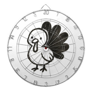 Minimalist Turkey – Playful Ink Bird Design on Dartboard