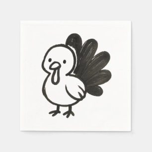 Minimalist Turkey – Playful Ink Bird Design on  Napkin