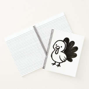 Minimalist Turkey – Playful Ink Bird Design on Notebook