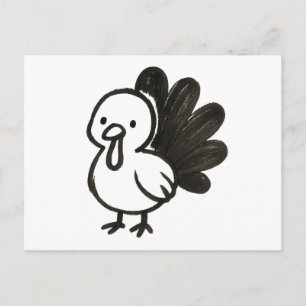 Minimalist Turkey – Playful Ink Bird Design on  Postcard