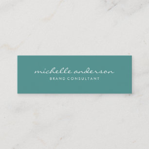 Minimalist Turqoise with Cursive Text Mini Business Card