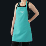 Minimalist Turquoise custom name monogram plain Apron<br><div class="desc">Minimalist Turquoise custom name text or monogram solid plain colour simple modern elegant kitchen Apron. Fully customisable white text, or you can just delete it. Unisex. Available in many sizes. Great for cooks, chefs, pottery, ceramics, arts and crafts, work, kitchen, cooking, baking, bbq, grill, and also businesses and stores, etc...</div>