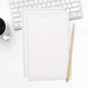 Minimalist Turquoise Monogram Two Border Stationery