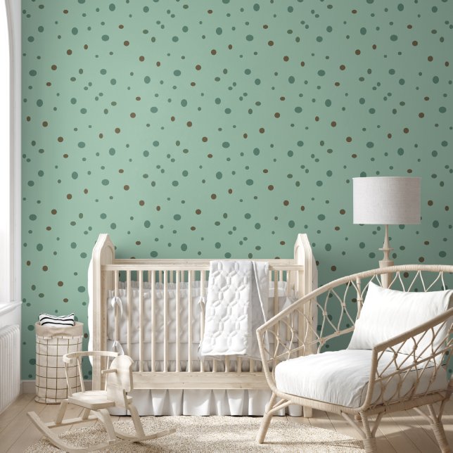 Minimalist Turquoise Polka Dot Seamless Pattern Wallpaper (Kids)