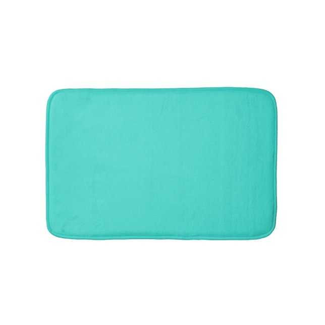 Minimalist turquoise solid plain elegant modern  bath mat (Front)