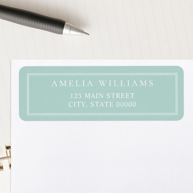 Minimalist Turquoise Two Border Return Address (Creator Uploaded)