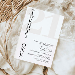 Minimalist Twenty One 21st Birthday Party Invitation