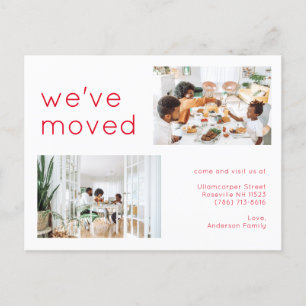 Minimalist Two Family Photo Moving  Announcement Postcard