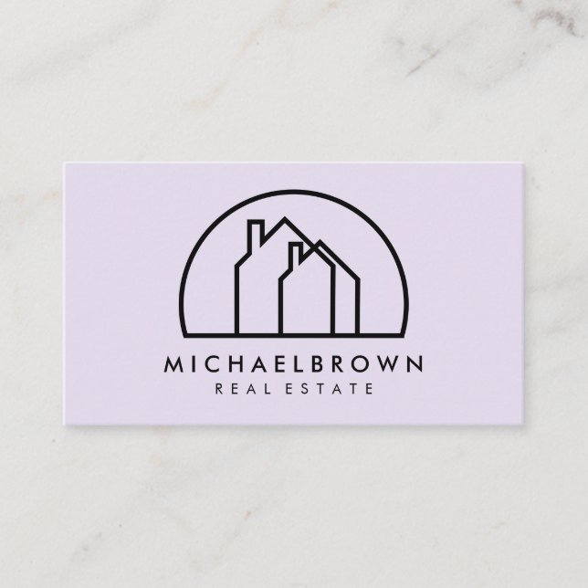 Minimalist Two Houses in a Half Circle Business Card (Front)