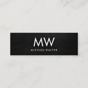 Minimalist Two Letter Monogram Faux Leather Mini Business Card