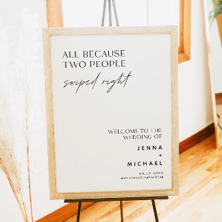 Minimalist Two People Swiped Right Sign