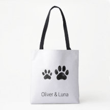 Minimalist Two Pet Paws Custom Names Canvas