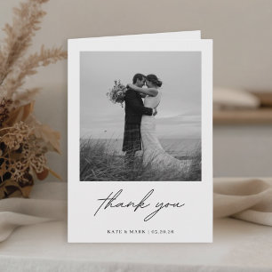 Minimalist Two Photo Folded Wedding Thank You Card