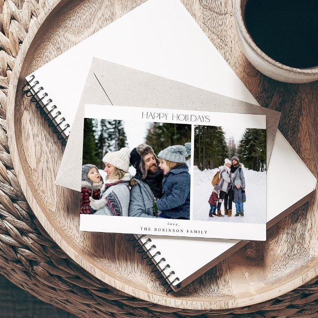 Minimalist Two Photo Happy Holidays Card (Creator Uploaded)