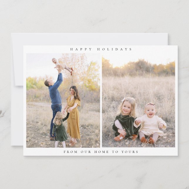 Minimalist Two Photo Holiday  Card (Front)