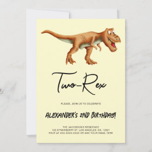 Minimalist Two-Rex Dinosaur Birthday Party Invitation
