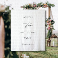 Minimalist “Two Shall Become One” Wedding Backdrop