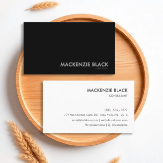 Minimalist Two-Tone Black & White Business Card