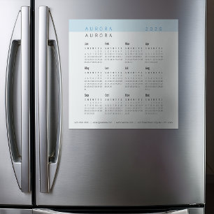 Minimalist Two-Tone Blue Magnetic Calendar