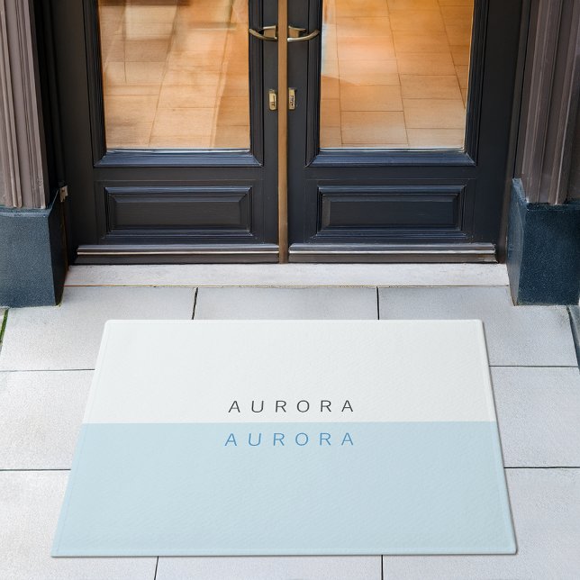 Minimalist Two-Tone Blue Welcome Door Mat (Creator Uploaded)