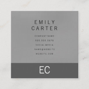 Minimalist Two Tone Grey Square Business Card