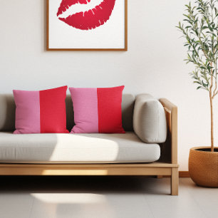 Minimalist Two Tone Pink and Red Colour Block Cushion