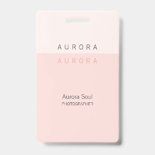 Minimalist Two-Tone Pink Name Badge ID Badge