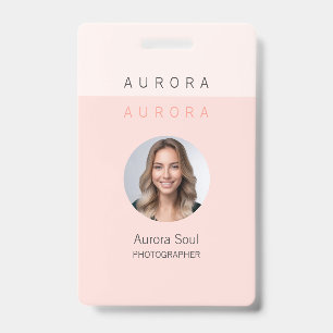 Minimalist Two-Tone Pink Name Badge ID Badge
