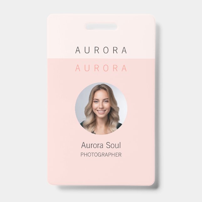 Minimalist Two-Tone Pink Name Badge ID Badge (Front)