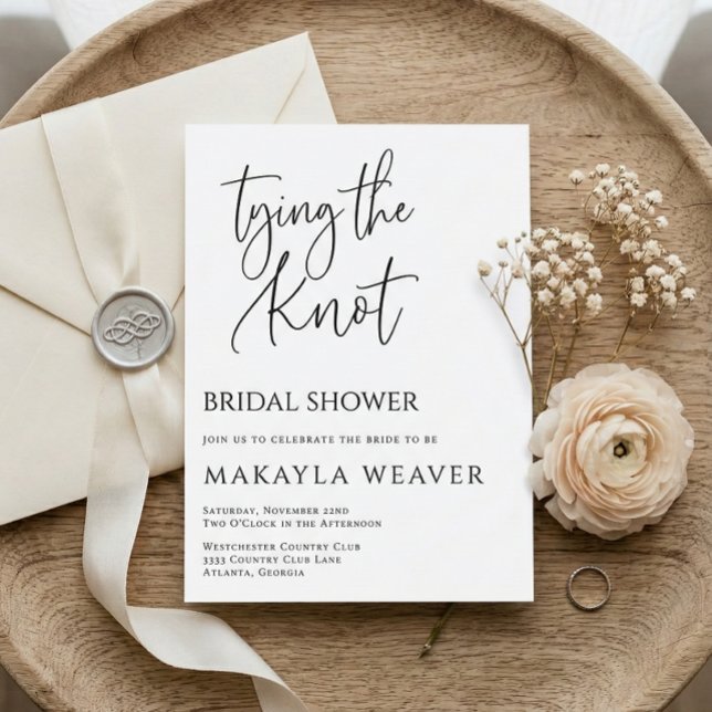 Minimalist Tying the Knot Bridal Shower Invitation (Creator Uploaded)