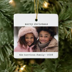 Minimalist Typewriter Christmas Ceramic Ornament